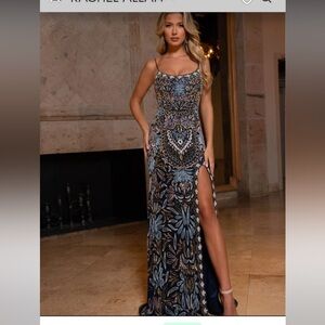 Gorgeous Rachel Allan Blue and Black Evening Gown Size 0 -4